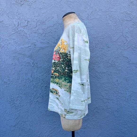 Y2k top Size XL Embellished Farmhosue Tee Grannycore Coastal Granny - Picture 13 of 13